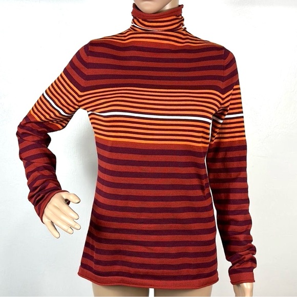 Duluth Trading Co S'no Sweat Mock Neck Striped Coolmax Turtleneck Sweater M - Picture 1 of 12